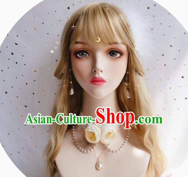 Top Europe Court White Roses Necklet Bride Wedding Necklace Halloween Cosplay Stage Show Accessories