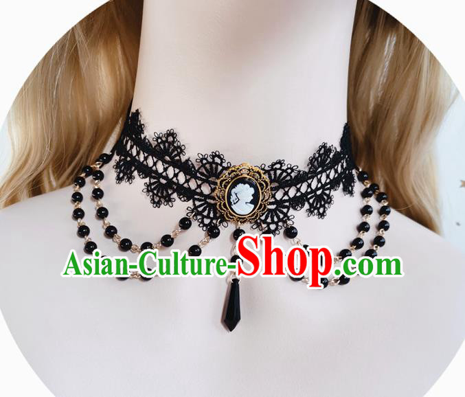 Top Renaissance Necklet Europe Court Necklace Halloween Cosplay Princess Stage Show Gothic Black Lace Accessories