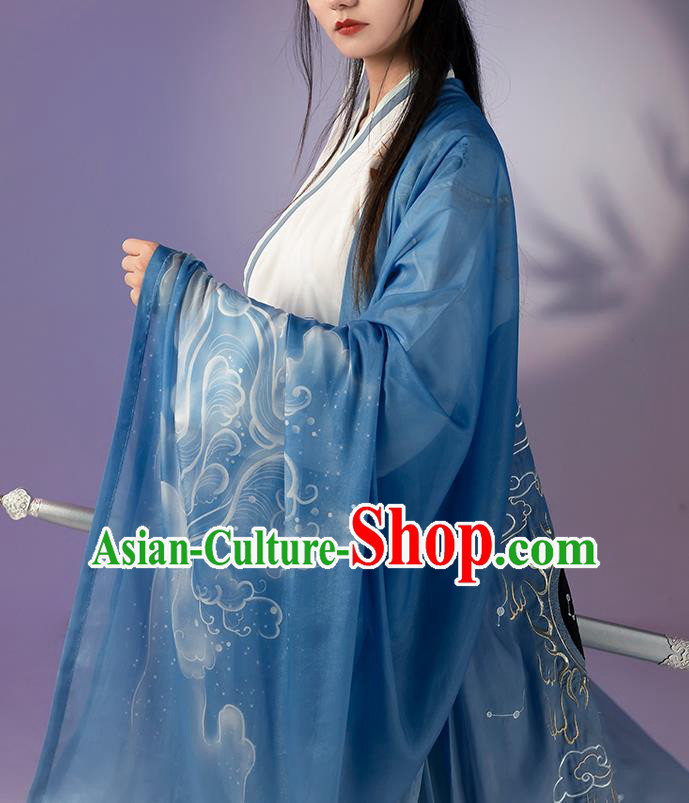China Cosplay Jiang Ziya Apparels Traditional Shang Dynasty Hanfu Clothing Ancient Swordsman Costumes Full Set
