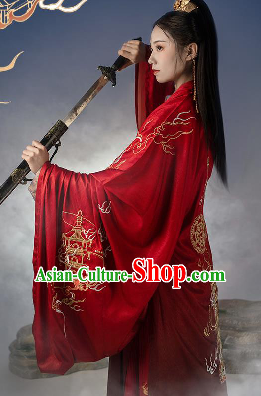 China Ancient Swordsman Costumes Traditional Tang Dynasty Taoist Hanfu Apparels Embroidered Outfits for adults