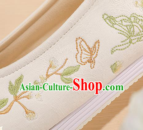 China Traditional Hanfu Princess Shoes Handmade Embroidered Bow Shoes Cloth Shoes