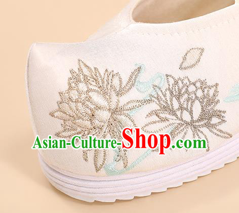 China Ming Dynasty Hanfu Shoes Traditional Cloth Shoes Handmade Princess Shoes Embroidered Shoes