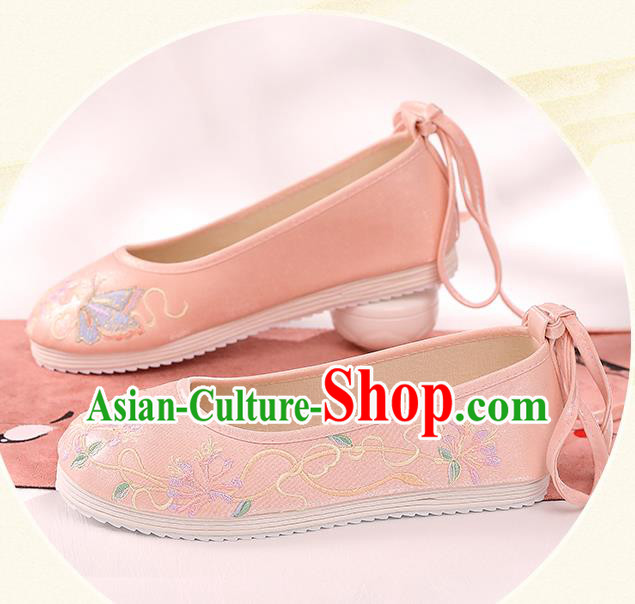 China Women Shoes Traditional Cloth Shoes Hanfu Shoes Handmade Shoes Embroidered Pink Shoes