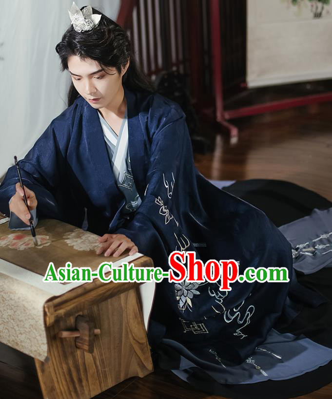 China Ancient Swordsman Apparels Traditional Jin Dynasty Chinde Hanfu Clothing for Men