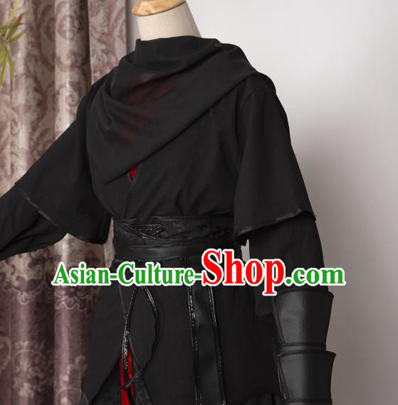 Cosplay Chinese Ancient Assassin Clothing Swordsman Black Costumes for Men