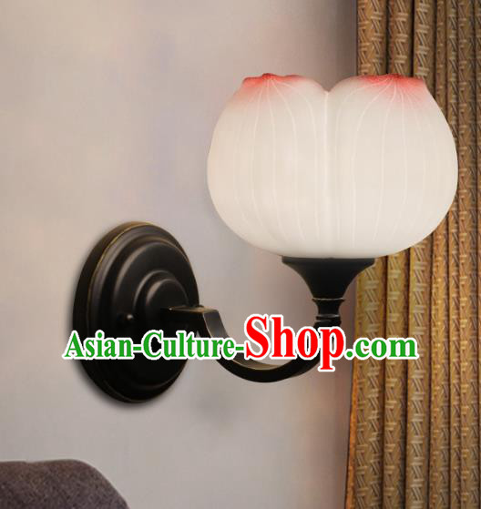 Chinese Iron Art Bedside Lamp Traditional Lantern Handmade Painted Wall Lamp Classical Lotus Lanterns
