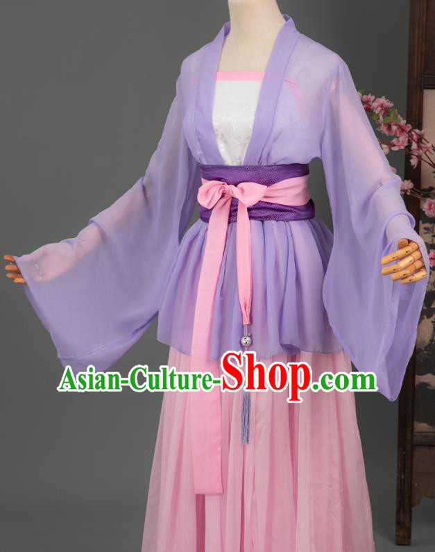 Chinese Cosplay Taoist Nun Costumes Ancient Swordswoman Jiang Yanli Hanfu Apparels