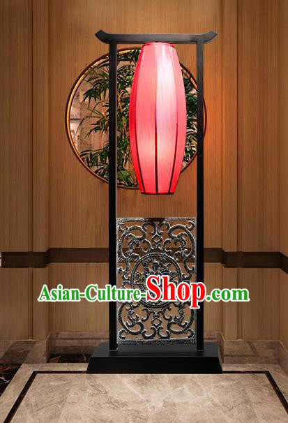 China Handmade Red Cloth Lampshade Floor Lamp Palace Lantern Traditional Home Decorations Standard Lamp
