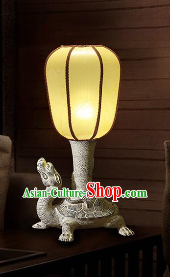 China Traditional Home Decorations Handmade Desk Lanterns Stone Carving Black Tortoise Table Lamp Palace Lantern