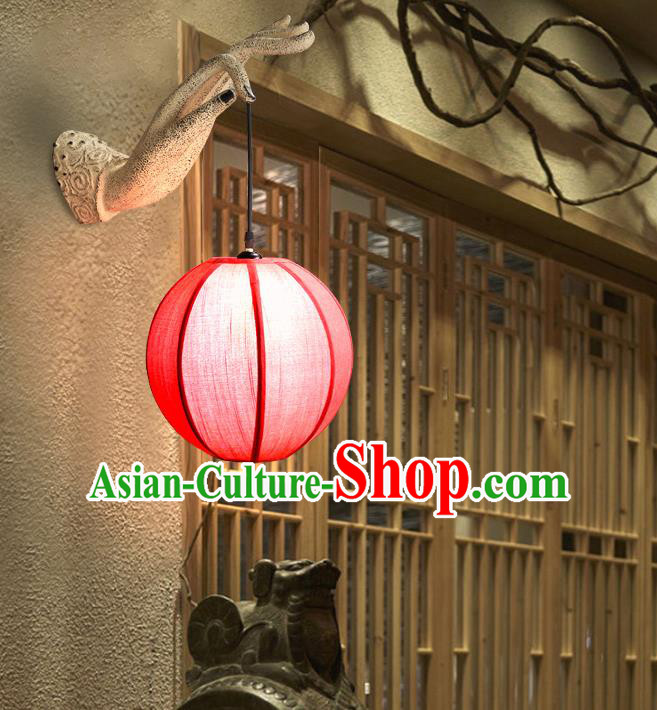 China Traditional Corridor Lantern Home Decorations Handmade Red Cloth Lanterns Stone Carving Buddha Hand Wall Lamp