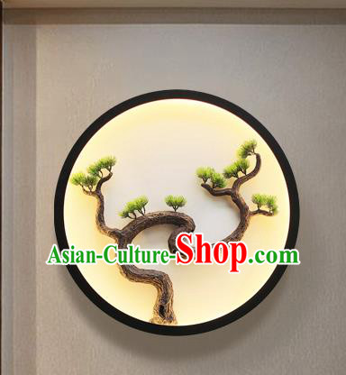 China Iron Art Wall Lantern Traditional Home Pine Decoration Painting Light Handmade Corridor Lamp