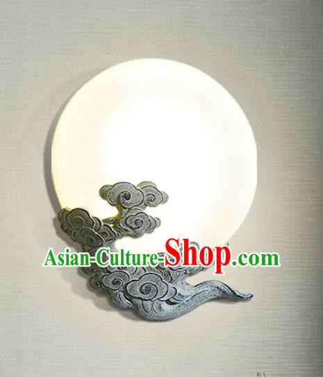 China Handmade Traditional Home Decoration Light Moon Corridor Lamp Carving Stone Cloud Wall Lantern