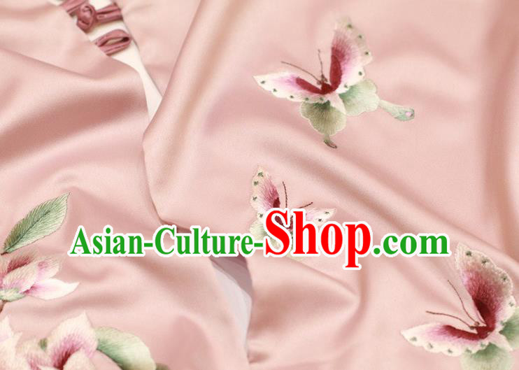 China Traditional Embroidered Light Pink Tippet Silk Scarf Embroidery Magnolia Craft Mother Cappa