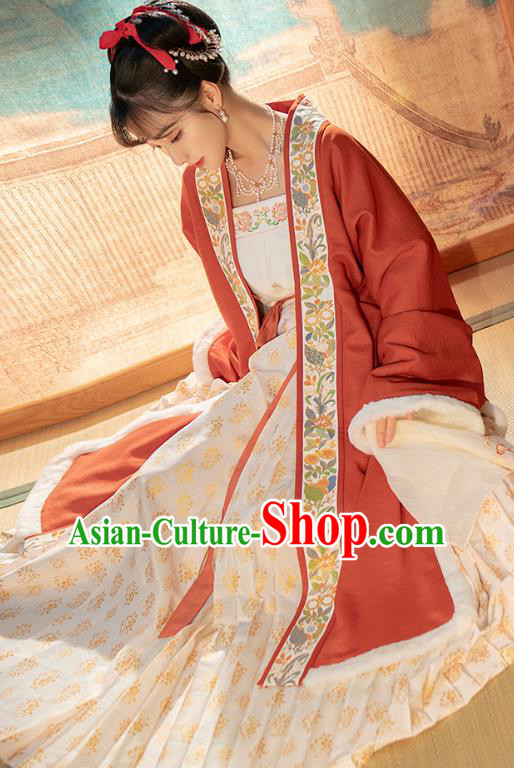 Traditional China Song Dynasty Princess Zhao Huirou Hanfu Clothing Ancient Court Lady Embroidered Costumes Full Set