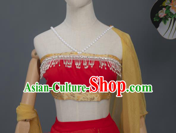 Chinese Tang Dynasty Court Dance Costumes Ancient Flying Fairy Red Hanfu Dress Apparels