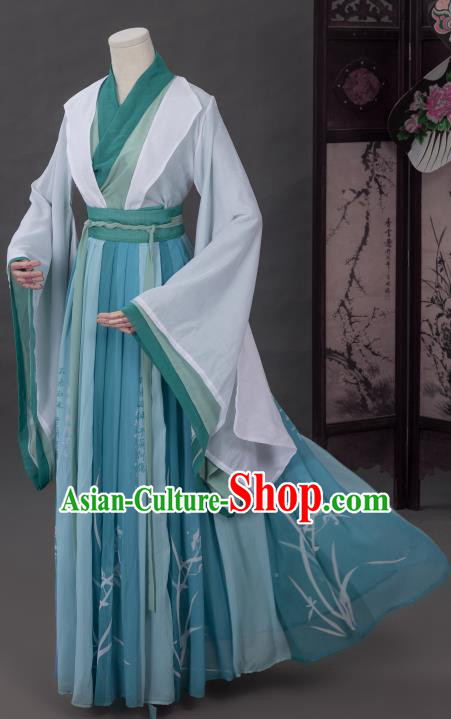 Cosplay Chinese Jin Dynasty Noble Childe Costumes Ancient Scholar Green Chiffon Clothing