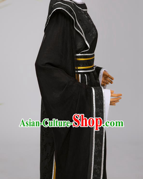 Chinese Ming Dynasty Scholar Black Costumes Ancient Cosplay Crown Prince Clothing