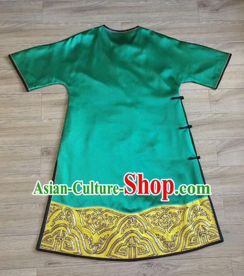 China Embroidered Lion Green Silk Qipao Dress Tang Suit Cheongsam Women National Clothing