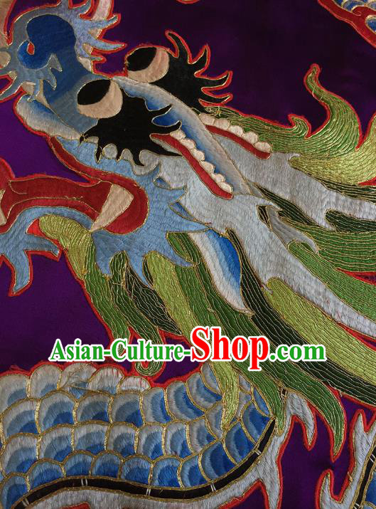 China Tang Suit Cheongsam Women National Clothing Embroidered Dragon Purple Silk Qipao Dress