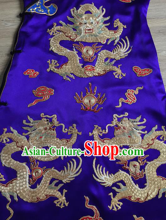 China Embroidered Dragons Royalblue Silk Qipao Dress Women National Clothing Tang Suit Cheongsam Clothing