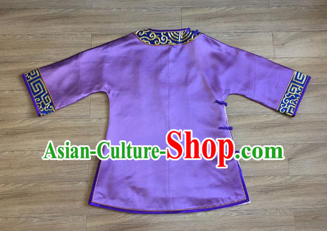 Chinese Court Embroidered Phoenix Purple Brocade Jacket Apparels Upper Outer Garment National Tang Suit Costume