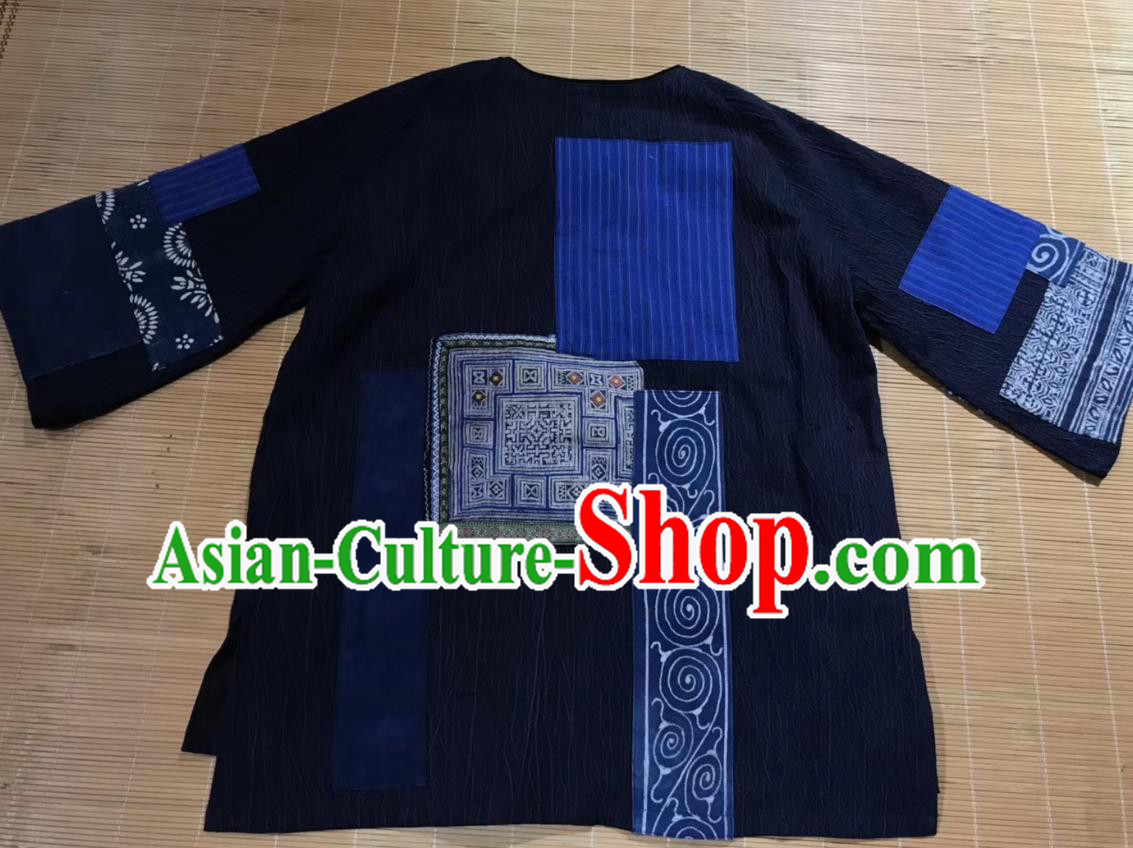 Chinese Embroidered Navy Jacket Tang Suit Outer Garment National Costume Apparels Outwear
