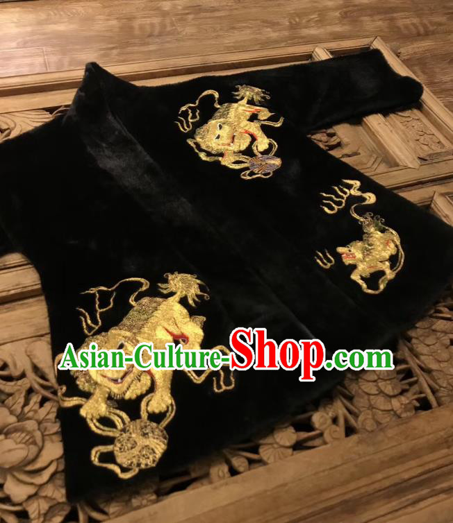 Chinese Winter Jacket Embroidered Tang Suit Outer Garment National Costume Apparels Black Coat