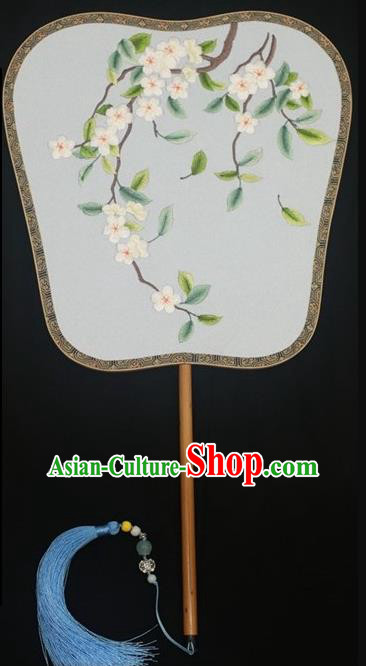 Handmade Chinese Suzhou Embroidery Palace Fan Double Sides Silk Fan Cheongsam Show Embroidered Fans