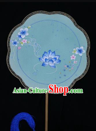 China Suzhou Embroidery Double Side Fan Palace Fans Classical Dance Silk Fan Traditional Court Lady Fan