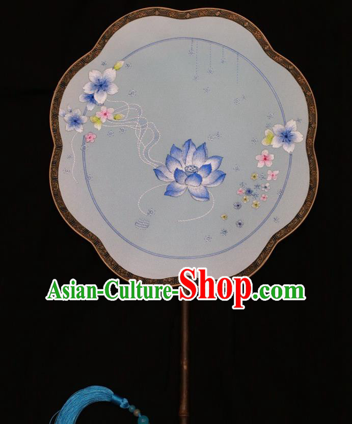 China Suzhou Embroidery Double Side Fan Palace Fans Classical Dance Silk Fan Traditional Court Lady Fan