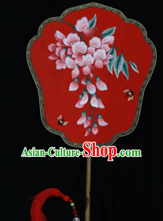 China Bride Fan Suzhou Embroidery Double Side Fan Palace Fan Classical Dance Silk Fans Traditional Wedding Fan