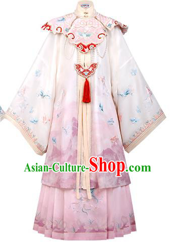 China Ming Dynasty Court Princess Costumes Ancient Hanfu Clothing Embroidered Long Gown and Skirt for Noble Lady