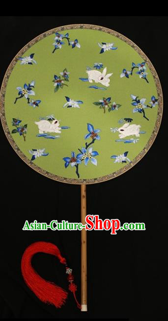 Chinese Stage Show Double Sides Fan Traditional Silk Fan Embroidered Round Fans Suzhou Embroidery Palace Fan
