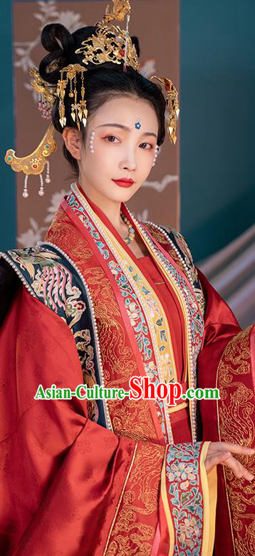 Ancient Song Dynasty Wedding Hanfu Clothing China Court Empress Embroidered Costumes Full Set