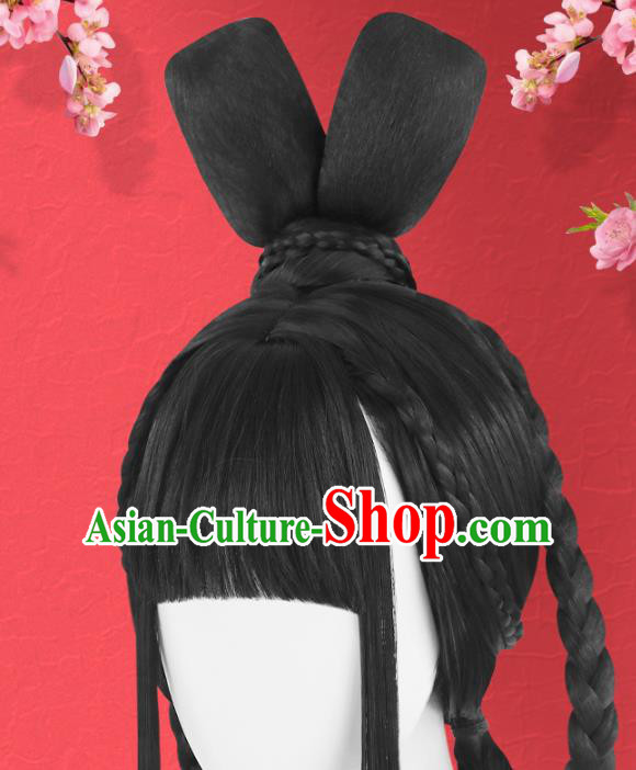Chinese Song Dynasty Princess Bangs Wigs Quality Wigs China Best Chignon Wig Ancient Young Lady Wig Sheath