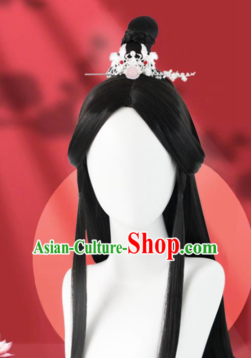 Chinese Jin Dynasty Royal Princess Wigs Quality Wigs China Best Chignon Wig Ancient Swordswoman Wig Sheath and Hair Crown