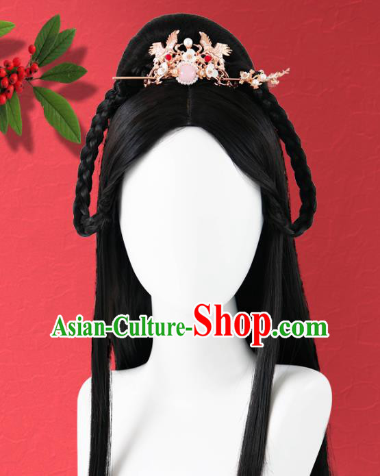 Chinese Jin Dynasty Princess Wigs Quality Wigs China Best Chignon Wig Ancient Goddess Wig Sheath and Hair Crown