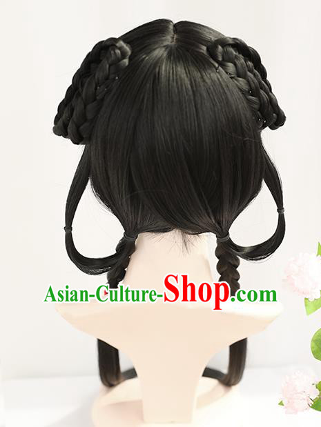 Chinese Cosplay Bangs Wigs Best Quality Wigs China Chignon Wig Ancient Young Ladys Wig Sheath