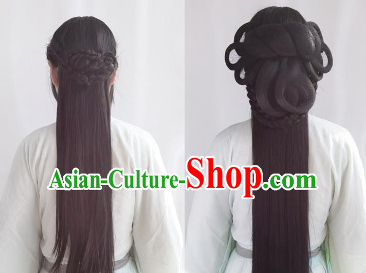 Chinese Ming Dynasty Young Girl Wigs Best Quality Wigs China Cosplay Wig Chignon Ancient Village Lady Wig Sheath