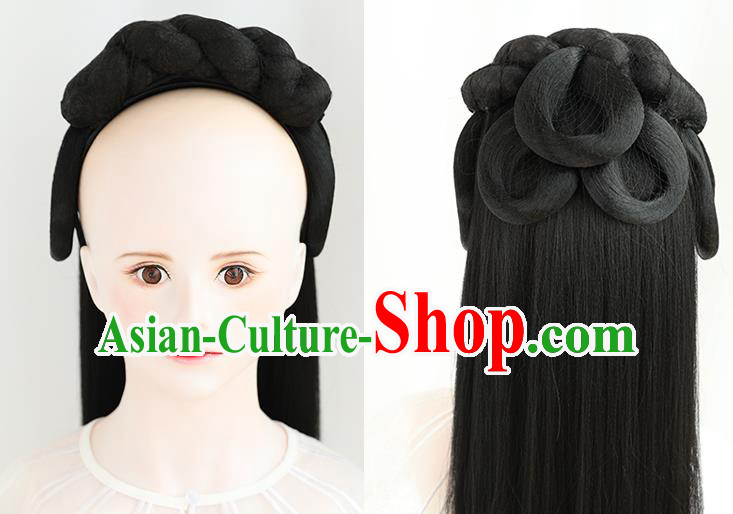 Chinese Song Dynasty Court Girl Wigs Best Quality Wigs China Cosplay Wig Chignon Ancient Palace Lady Wig Sheath