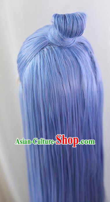 Best Chinese Drama Ancient Swordsman Blue Wig Sheath China Quality Front Lace Wigs Cosplay Dragon Prince Ao Bing Wig