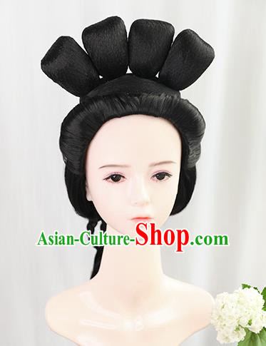 Chinese Cosplay Noble Woman Wigs Best Quality Wigs China Wig Chignon Ancient Ming Dynasty Countess Wig Sheath