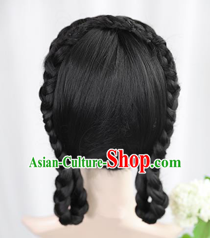 Chinese Cosplay Young Lady Bangs Wigs Best Quality Wigs China Wig Chignon Ancient Ming Dynasty Female Wig Sheath