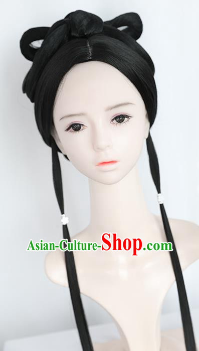 Chinese Song Dynasty Noble Lady Wigs Best Quality Wigs China Cosplay Wig Chignon Ancient Female Wig Sheath