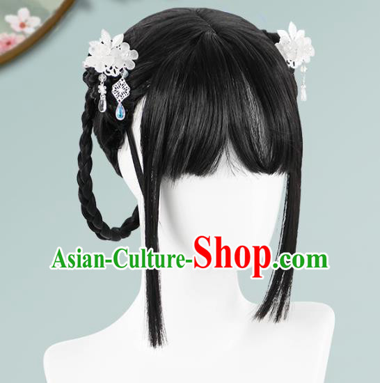 Chinese Song Dynasty Noble Lady Bangs Wigs Quality Wigs China Best Chignon Wig Ancient Young Girl Wig Sheath and Hair Sticks