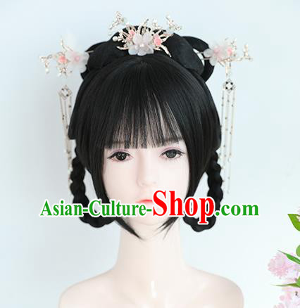 Chinese Song Dynasty Princess Bangs Wigs Best Quality Wigs China Cosplay Wig Chignon Ancient Young Female Wig Sheath