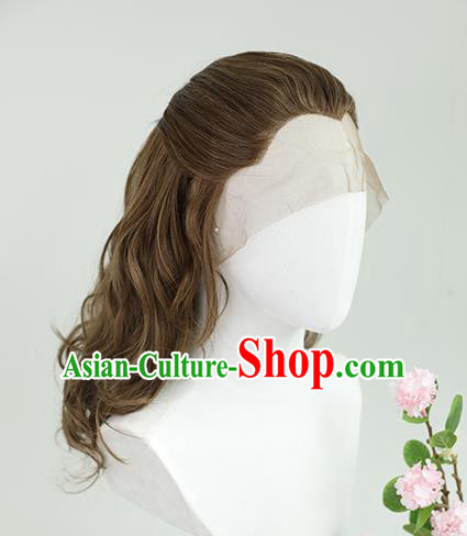 Best Chinese Cosplay Scholar Wig Sheath China Quality Lace Wigs Ancient Swordsman Tang Bohu Brown Wig