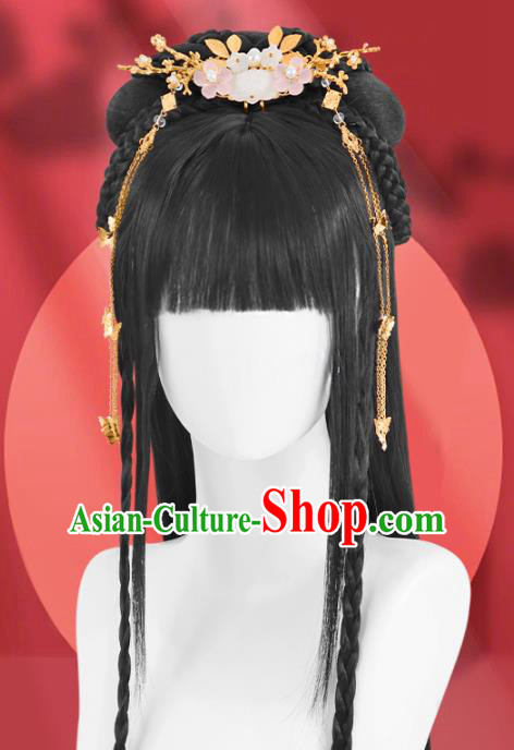 Chinese Ming Dynasty Young Lady Bangs Wigs Quality Wigs China Best Chignon Wig Ancient Noble Girl Wig Sheath