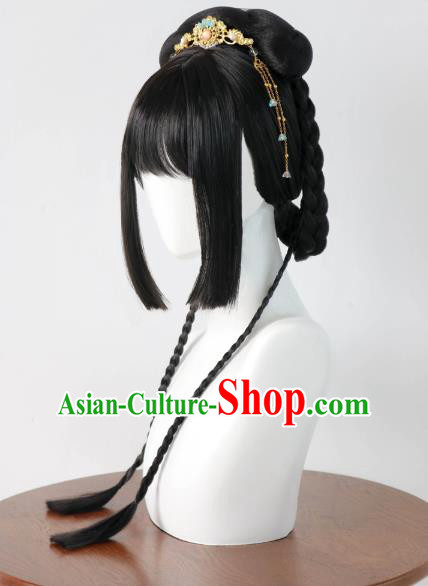 Chinese Jin Dynasty Palace Lady Bangs Wigs Quality Wigs China Best Chignon Wig Ancient Noble Princess Wig Sheath and Hair Accessories