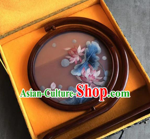 Traditional China Peacock Painting Craft Handmade Rosewood Carving Table Decoration Embroidered Desk Screen